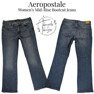 Aeropostale Jeans Women's Blue Denim 12 Short‎ Bootcut Mid-Rise Stretch Y2K EUC